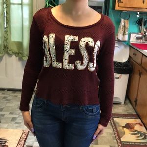 Cute long sleeve with the word “BLESS”